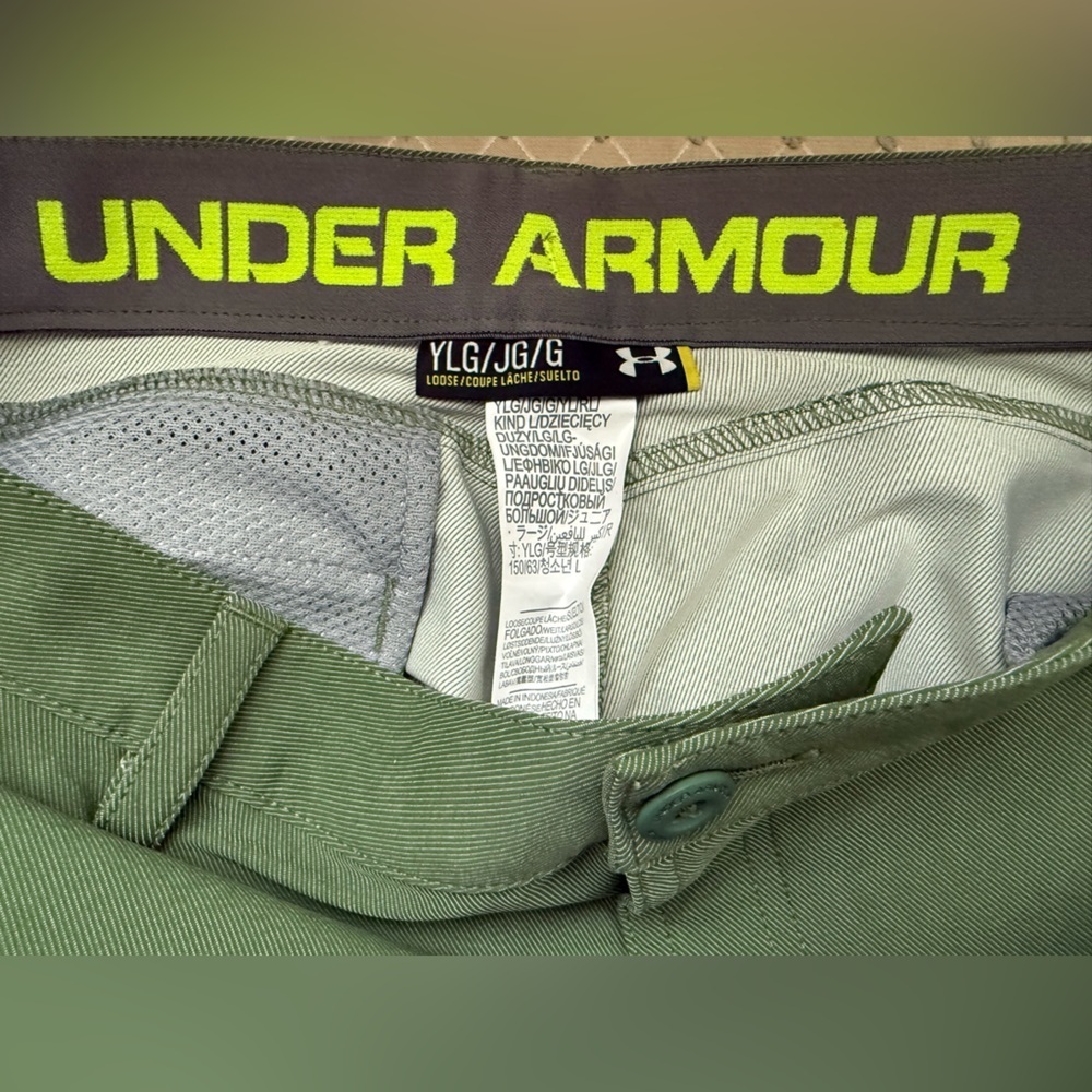 Under Armour Youth Garçons Chicos Army Green Stretch Pants - Size Large - Picture 5 of 6